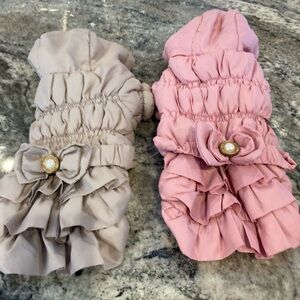 Stylish Ruffled Dog Jackets in Pink and Beige